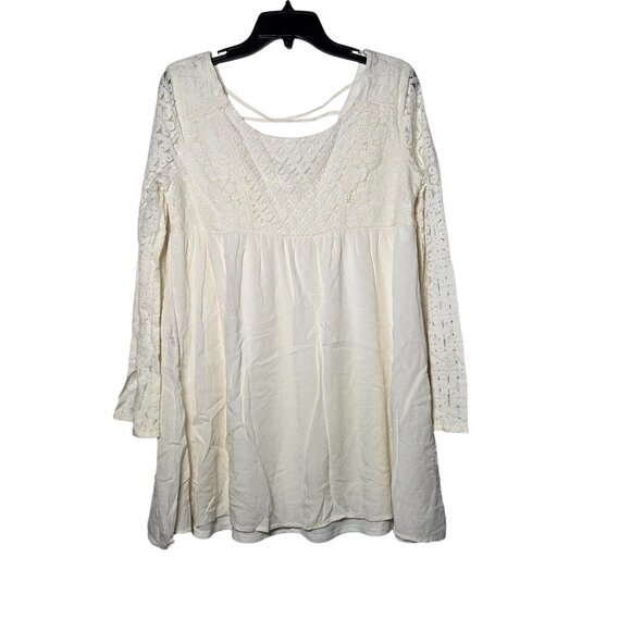 Rewind Women Lace Long Sleeve Mini Dress Size Large Clean Girl Coquette Feminine - Picture 1 of 11